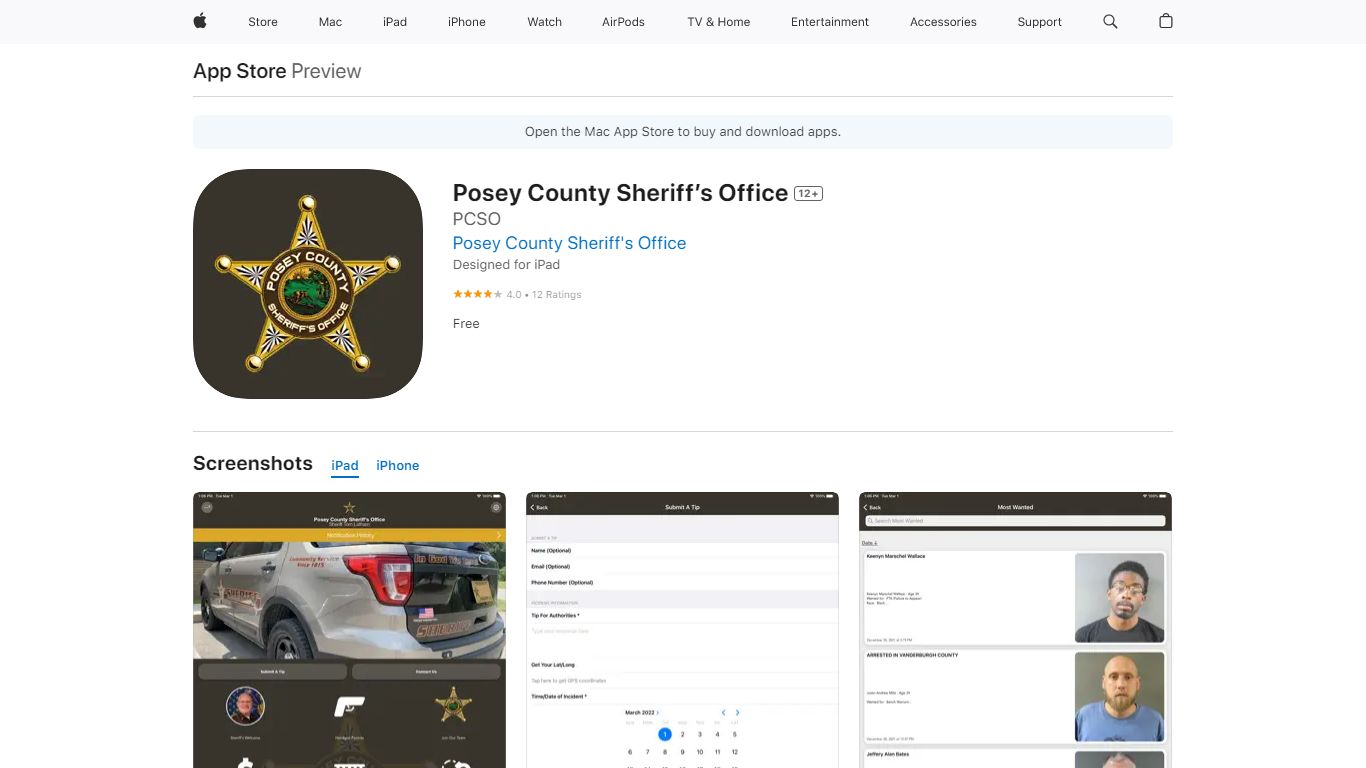 Posey County Sheriff’s Office 12+ - App Store